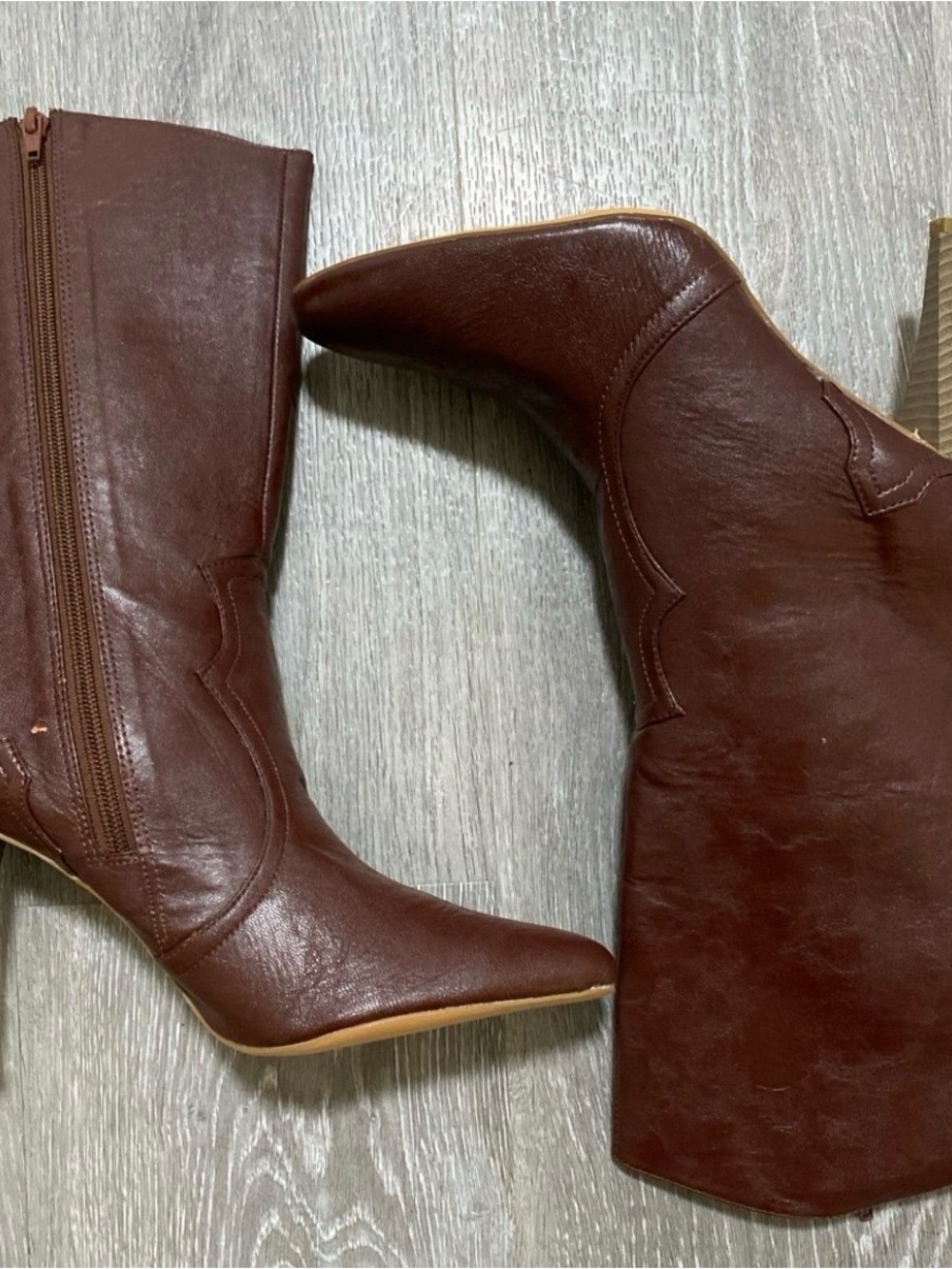 Michael Antonio Dark Brown Pointed Toe Mid-Calf Heeled Boots